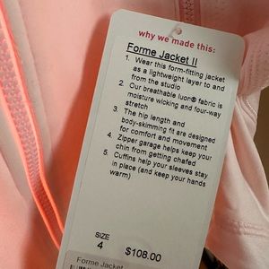 NWT Lululemon Forme II Jacket Pink Size 4